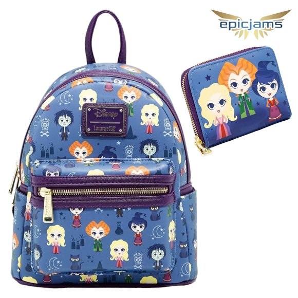 Loungefly Disney Hocus Pocus Chibi Characters Mini Backpack Set